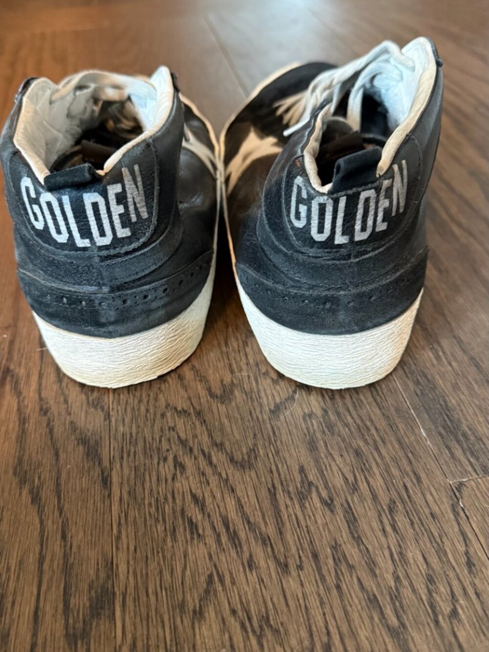 Golden Goose Black Leather High Top Sneakers White Star GGDB Made in Italy - Picture 4 of 5